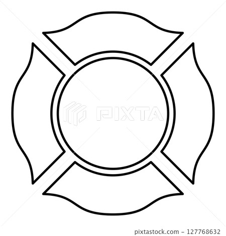 Firefighter cross Malta emblem fire fighter dept contour outline line icon black color vector illustration image thin flat style Firefighter cross Malta emblem fire fighter dept contour outline line icon black color vector illustration image thin flat style 127768632