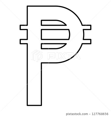 Filipino Peso sign symbol currency contour outline line icon black color vector illustration image thin flat style Filipino Peso sign symbol currency contour outline line icon black color vector illustration image thin flat style 127768656