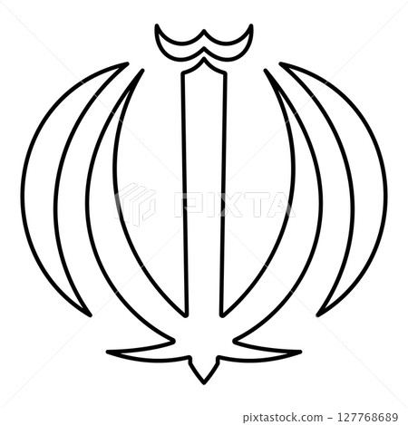 Iran national emblem contour outline line icon black color vector illustration image thin flat style Iran national emblem contour outline line icon black color vector illustration image thin flat style 127768689