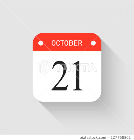 Vector icon page day calendar - 21 October month Vector icon page day calendar - 21 October month 127768801