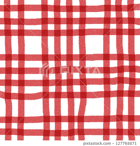 Red Plaid Gingham Check Hand Drawn Background Pattern Overlay Red Plaid Gingham Check Hand Drawn Background Pattern Overlay 127768871
