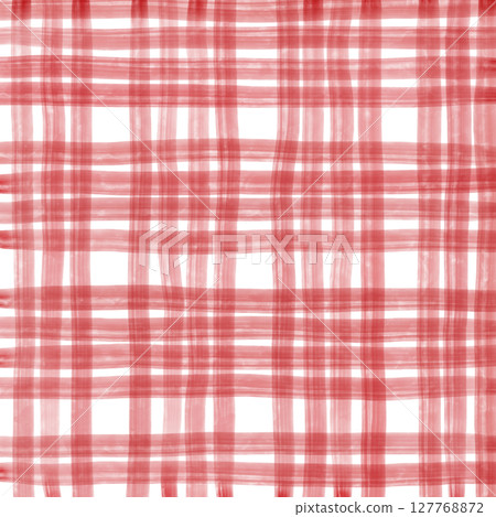 Red Plaid Gingham Check Hand Drawn Background Pattern Overlay Red Plaid Gingham Check Hand Drawn Background Pattern Overlay 127768872