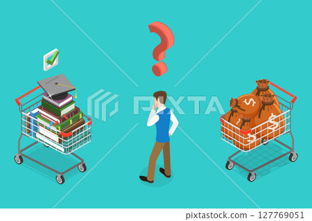 3D Isometric Flat Vector Illustration of Investment in Education, Concept Of Earning Money Through Education 127769051