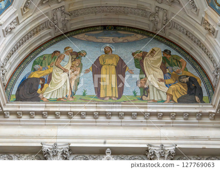 Berlin. Germany. 06.25.2025 Religious mosaic in the Berlin Cathedral (Berliner D 127769063