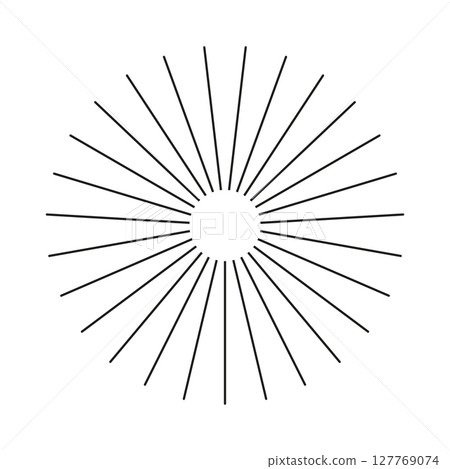 Spokes with radiating stripes grid. Radial stripes icon. Sunburst element. Radial circle radiation lines. Circular lines. 127769074