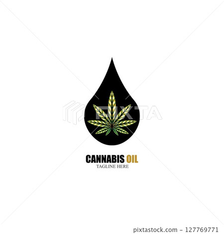 cannabis oil CBD cannabidiol hemp marijuana leaf logo vector 127769771