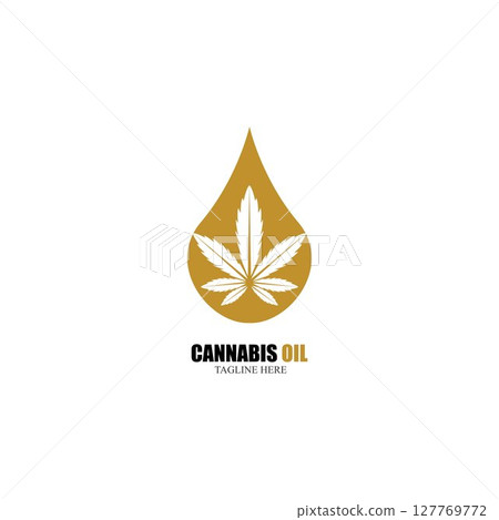 cannabis oil CBD cannabidiol hemp marijuana leaf logo vector 127769772