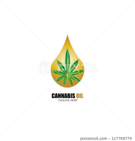 cannabis oil CBD cannabidiol hemp marijuana leaf logo vector 127769774