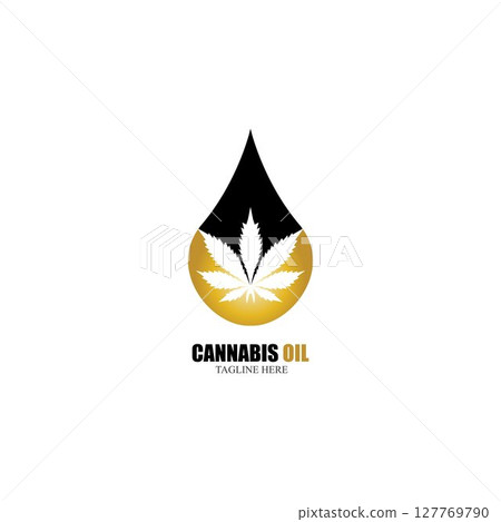 cannabis oil CBD cannabidiol hemp marijuana leaf logo vector 127769790