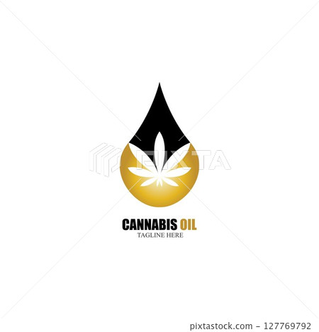 cannabis oil CBD cannabidiol hemp marijuana leaf logo vector 127769792