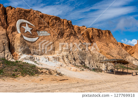 The rock formations at Canoa Quebrada Beach at Canoa Quebrada, state of Ceara, Brazil The rock formations at Canoa Quebrada Beach at Canoa Quebrada, state of Ceara, Brazil 127769918