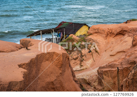 Famous barracas, bars and restaurants at Canoa Quebrada Beach, Brazil Famous barracas, bars and restaurants at Canoa Quebrada Beach, Brazil 127769926