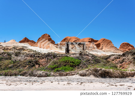 The rock formations at Canoa Quebrada Beach at Canoa Quebrada, state of Ceara, Brazil The rock formations at Canoa Quebrada Beach at Canoa Quebrada, state of Ceara, Brazil 127769929