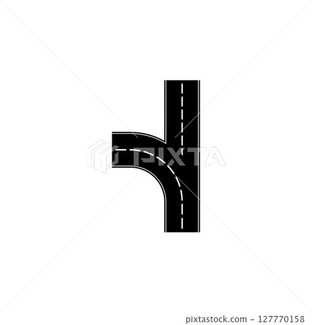 Road icon isolated on white background. Road icon isolated on white background. 127770158
