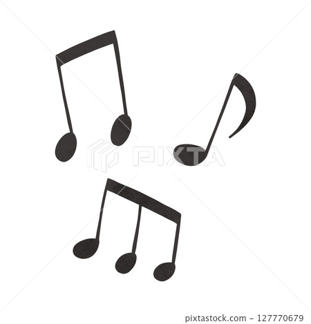 Three types of musical note arrangements: watercolor-style hand-drawn illustrations 127770679