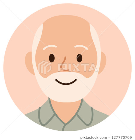 Cartoon avatar of smiling senior man with white hair and beard isolated on pastel background Cartoon avatar of smiling senior man with white hair and beard isolated on pastel background 127770709