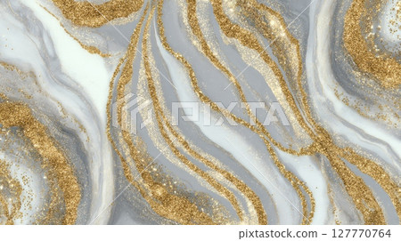 Elegant marble texture with gold accents. Neural network AI generated 127770764