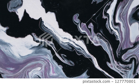 Abstract fluid art with monochrome and purple swirls. Neural network AI generated 127770801