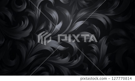 Black floral ornament with flowers and curls. Neural network AI generated Black floral ornament with flowers and curls. Neural network AI generated 127770814