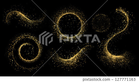 Vector Abstract Shiny Gold Glitter Swirl design element. For New Year, Merry Christmas, Birthday and Wedding greeting card and invitation. Luxury Background design Vector Abstract Shiny Gold Glitter Swirl design element. For New Year, Merry Christmas, Birthday and Wedding greeting card and invitation. Luxury Background design 127771163