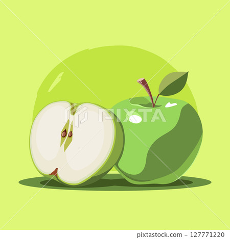 juicy green apples. Vector fruit illustration in flat style. Summer clipart for diet design juicy green apples. Vector fruit illustration in flat style. Summer clipart for diet design 127771220