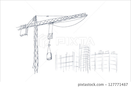 Building crane sketch 127771487
