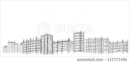 Buildings hand drawn sketch Buildings hand drawn sketch 127771498
