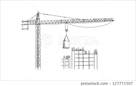 Building crane sketch Building crane sketch 127771507