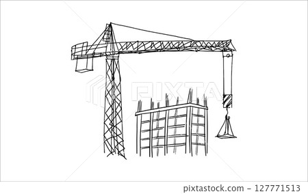 Building crane sketch 127771513