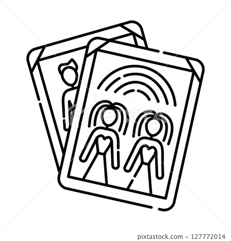 A stack of photos, example of the photographer's photoshoot work. Women friendship. Black line illustration A stack of photos, example of the photographer's photoshoot work. Women friendship. Black line illustration 127772014