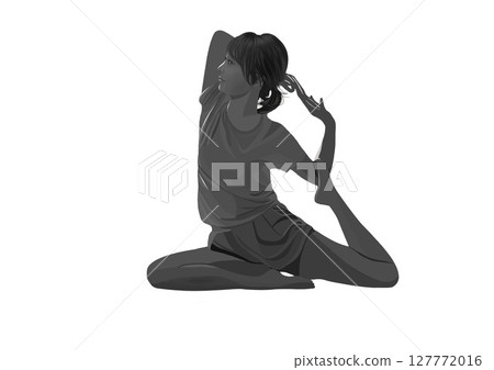 Silhouette of a young woman doing yoga 127772016