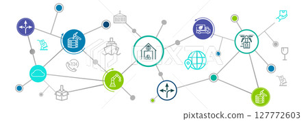 Logistics innovative banner and background with global logistics Warehouse Logistics, Sea Freight Logistics partnership and more. Vector illustration eps10 Logistics innovative banner and background with global logistics Warehouse Logistics, Sea Freight Logistics partnership and more. Vector illustration eps10 127772603