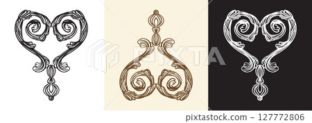 Retro vintage hand drawing collection of design elements vector Retro vintage hand drawing collection of design elements vector 127772806