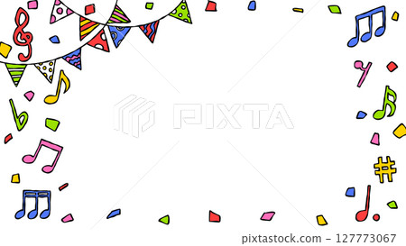 Hand drawn decoration frames, backgrounds, confetti, garlands, music notes Hand drawn decoration frames, backgrounds, confetti, garlands, music notes 127773067