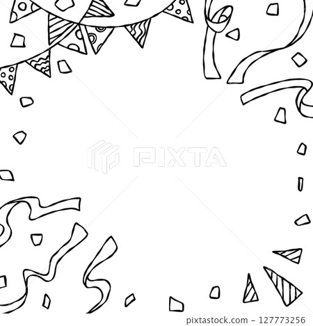 手繪裝飾框，線條畫，方形尺寸 127773256