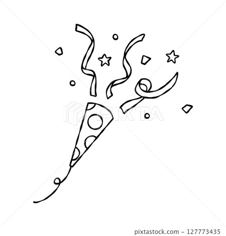 Hand-drawn decoration materials, party crackers, line drawings Hand-drawn decoration materials, party crackers, line drawings 127773435