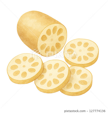 Lotus root sliced material Lotus root sliced material 127774136