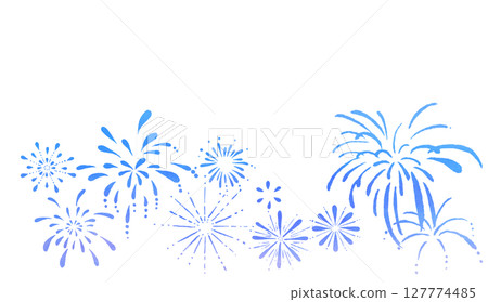 Fireworks frame illustration drawn in watercolor Fireworks frame illustration drawn in watercolor 127774485