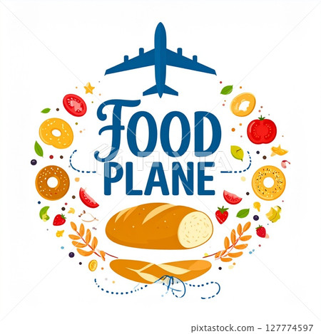 Bread illustration on a colorful background Bread illustration on a colorful background 127774597