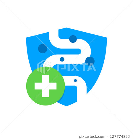 good bacteria in the human gut, probiotics concept,flat design icon vector illustration 127774833