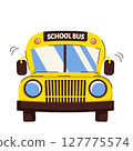Funny school bus. Back to school, education concept. Flat vector illustration isolated on white background 127775574