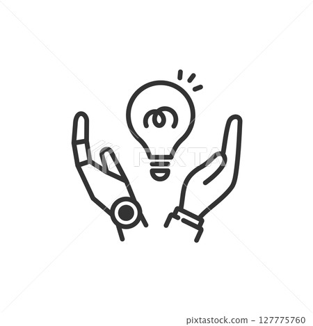 Vector icon of generative AI and humans working together to generate ideas (co-creation, ideas, future) 127775760
