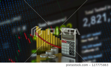 The Calculator and coins for Business concept 3d Rendering. 127775863