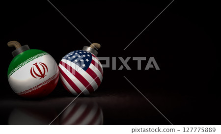 The American and Iran flag on Bomb for war crisis concept 3d Rendering. 127775889