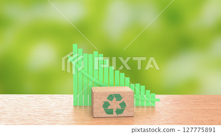 The Recycle symbol on Box and chart for eco concept 3d Rendering. 127775891