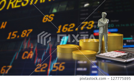 The Man and calculator for Business concept 3d Rendering. The Man and calculator for Business concept 3d Rendering. 127775895