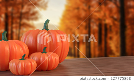 The Pumpkin for food or Holiday concept 3d Rendering. The Pumpkin for food or Holiday concept 3d Rendering. 127775898