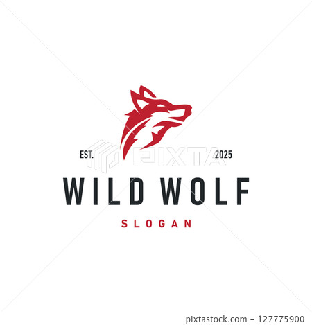 black silhouette design logo wolf wild animal simple illustration template 127775900