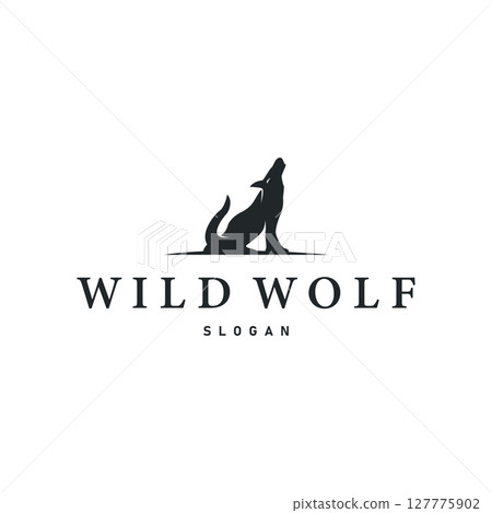 black silhouette design logo wolf wild animal simple illustration template 127775902