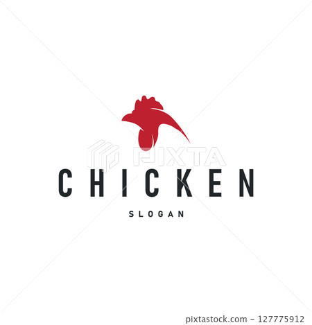 Chicken logo design with a minimalist black silhouette concept as a symbol of the livestock farming concept, a symbol of a product or business brand illustration template 127775912